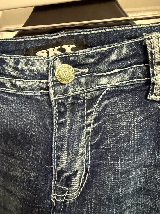 SKY Premium Collection Embellished Bootcut Jeans Womens 13/14 Y2K Bling Pink bow - Picture 3 of 7